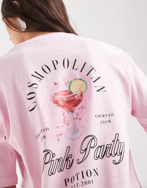 Vero Moda cosmoplitan graphic T-shirt in pink, 4 of 4