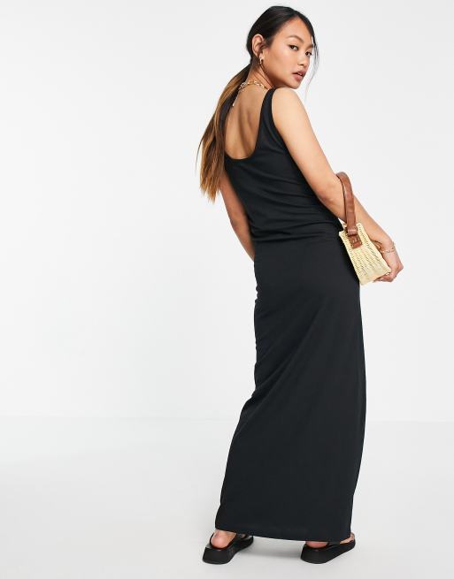 Goed gevoel hoe te gebruiken toilet Vero Moda cotton blend maxi jersey dress in black - BLACK | ASOS