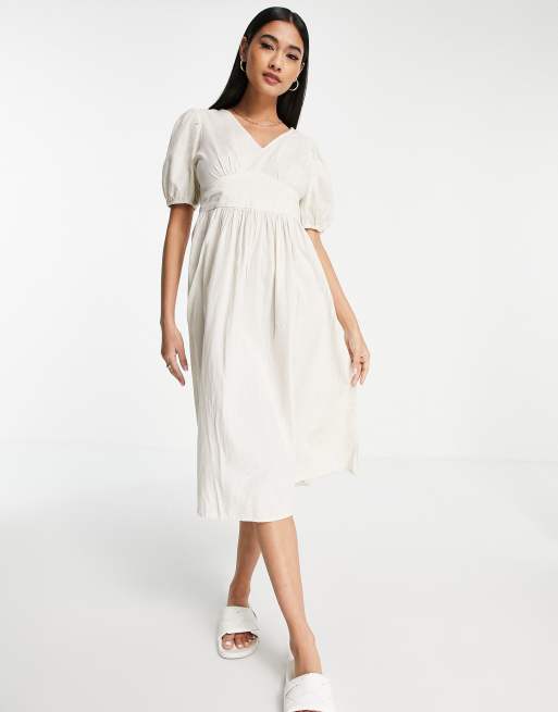 Vero Moda cotton dress with cut out back cream | ASOS