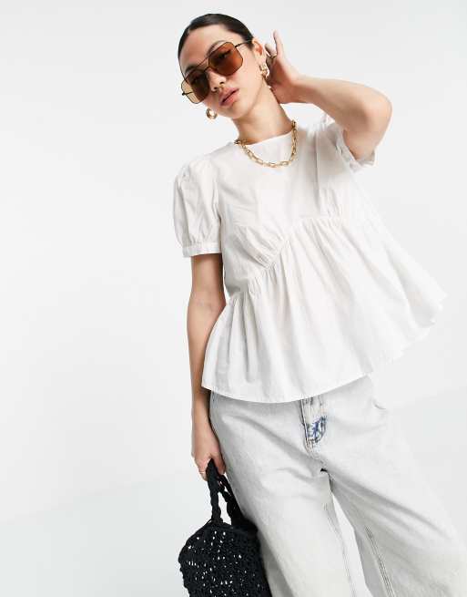 White best sale blouse peplum