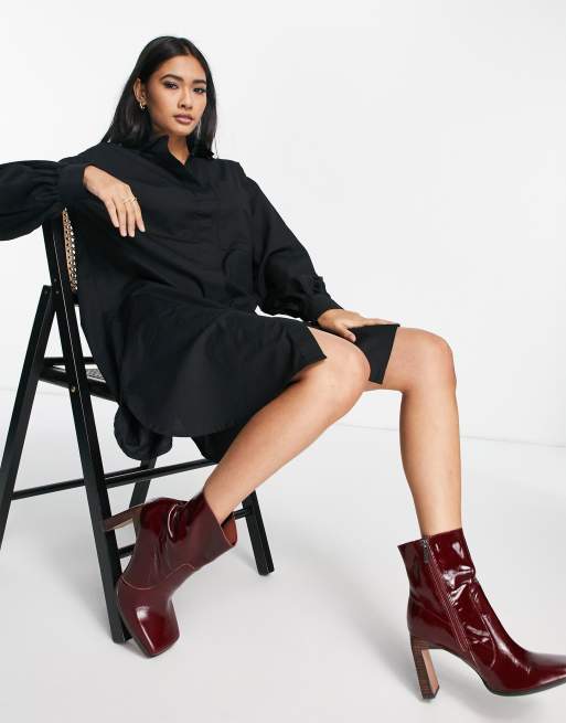 Vero Moda cotton volume sleeve shirt in black - BLACK