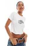 [Vero Moda] Vero Moda cowboy hat graphic baby tee in off white 2XL Snow white