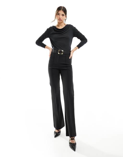 Vero Moda cowl front long sleeve top in black, 3 of 4