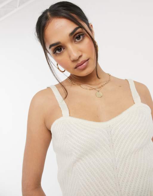 Vero Moda - Cremefarvet kamisoltop i strik - Del af sæt, 3 af 4
