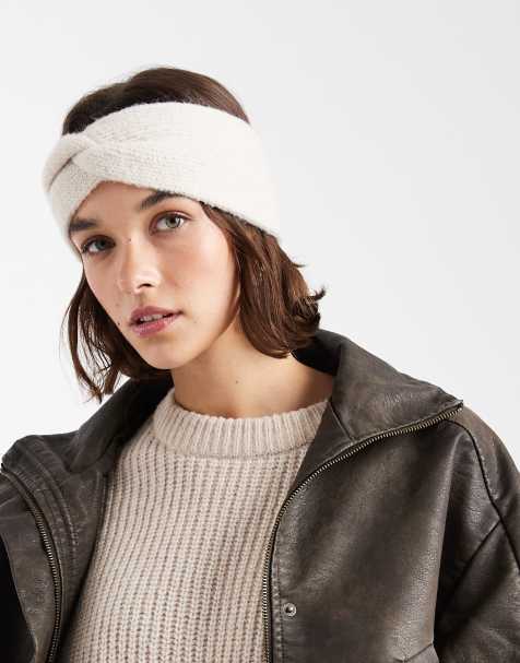 Vero Moda - Cremefarvet superblødt pandebånd med ribber og knude foran - view 1