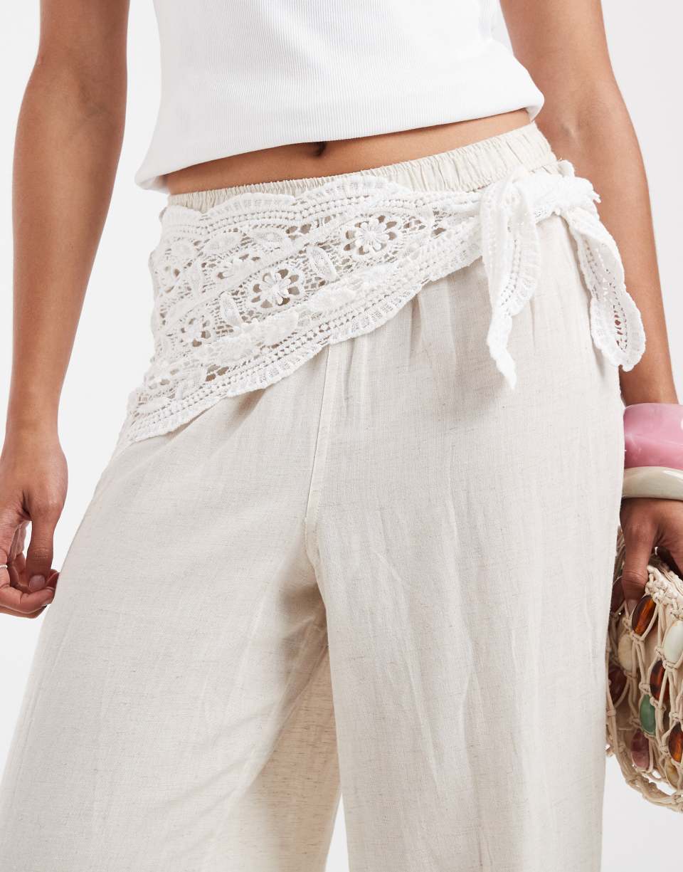 Cream crochet waist scarf