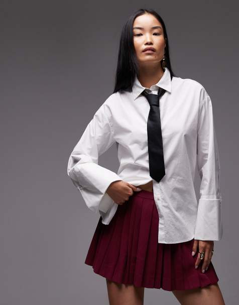 Vero Moda crisp oversized fit shirt with extra deep cuffs in white - view 1