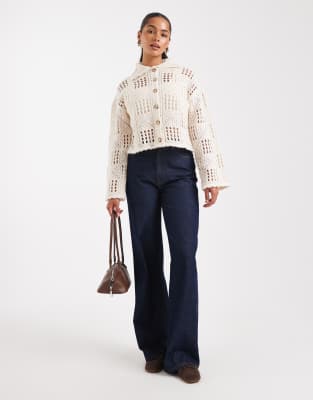 Vero Moda Crochet Knit Cardigan In White