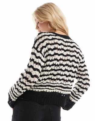 Vero Moda Crochet Knit Sweater In Black