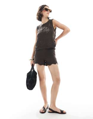 Vero Moda Crochet Knit Tank Top In Black