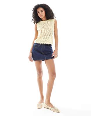 Vero Moda Crochet Sleeveless Top With Scallop Edge In Yellow