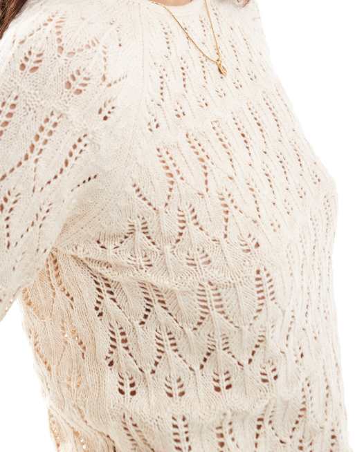 Vero Moda crochet top in cream, 3 of 4