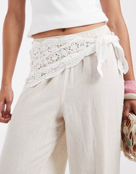 Vero Moda crochet waist scarf in cream - view 1