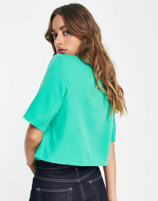 Vero Moda - Cropped blazer in groen, 2 van 4