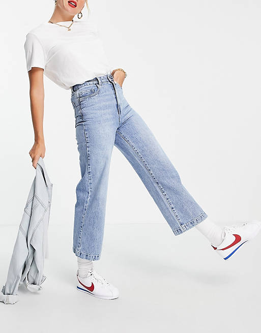 Vero Moda - Cropped jeans met wijde pijpen in blauw