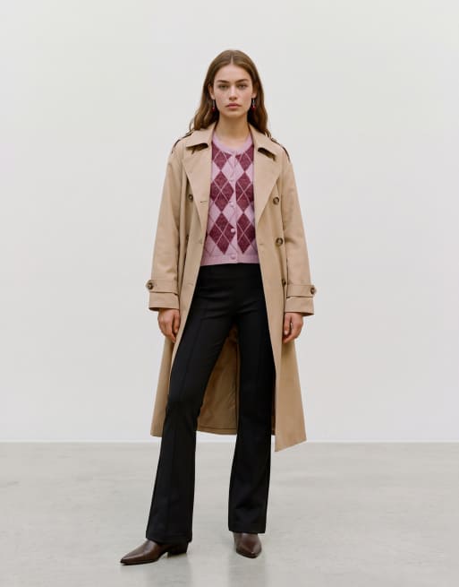 Vero Moda cropped knit vest in pink and burgundy argyle plaid print, 3 of 5
