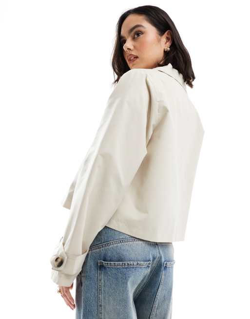 Vero Moda cropped lightweight trench jacket in stone ASOS