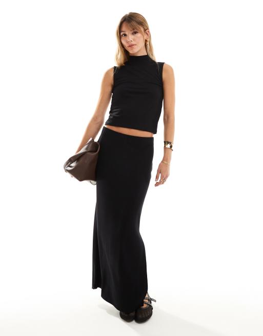 Vero Moda cropped ribbed high neck jersey top in black (part of a set), 3 of 4