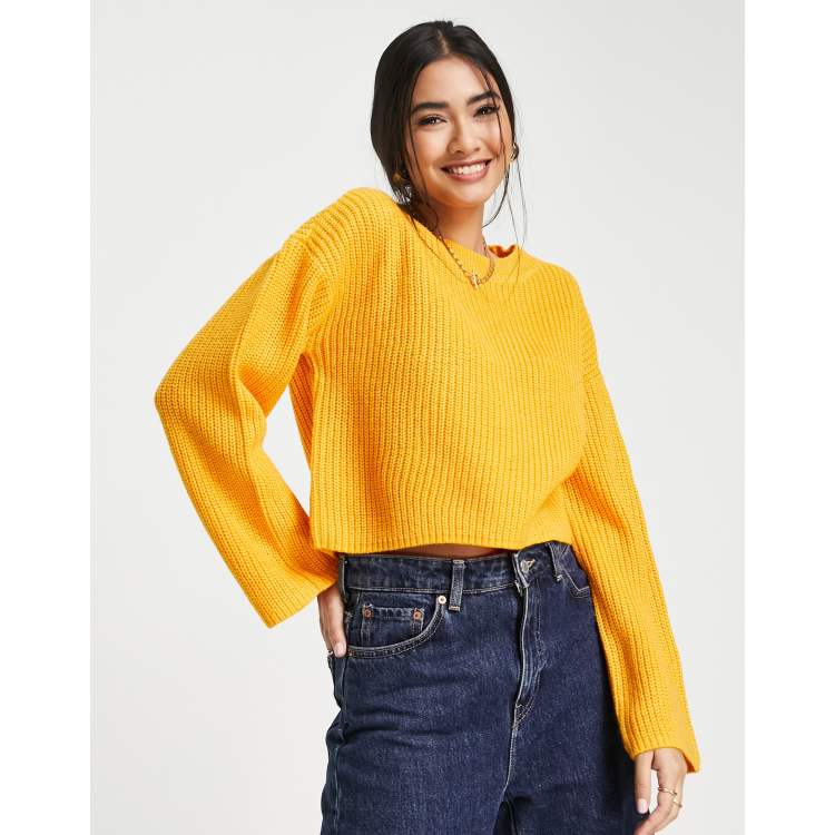 Yellow crop hot sale top sweater