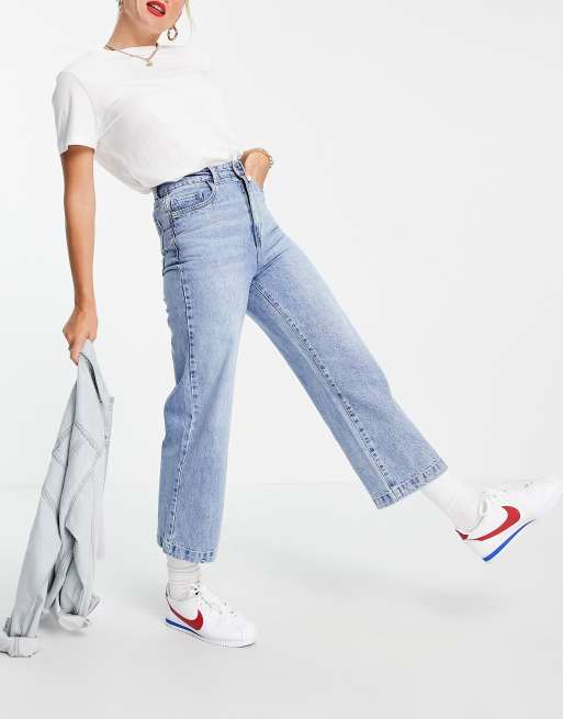 Vero Moda cropped wide leg jeans in blue