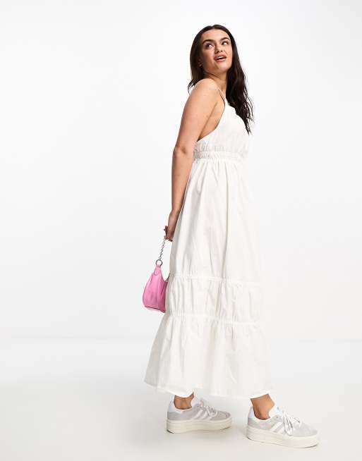 Vero Moda cross back maxi dress in white