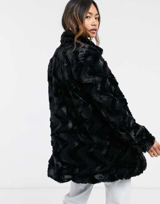 Vero curly fur jacket black ASOS