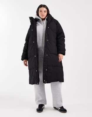 Vero Moda Curve - 2-in-1 - Longline-Steppmantel in Schwarz mit abnehmbaren Ärmeln