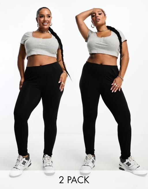 Buy Yours Curve Black Cotton Essential Leggings 2 Pack from Next Australia