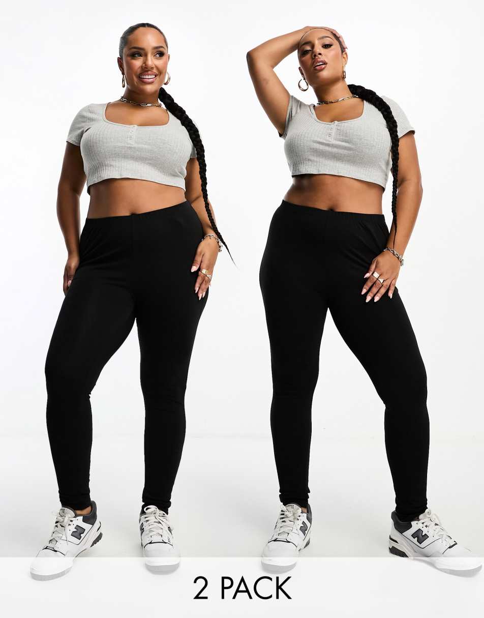 TWO-PACK CROPPED LEGGINGS in Black & Grey