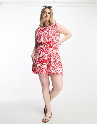 Shop Vero Moda Curve abstract playsuit in red Online – Trendy & Affordable Fashion