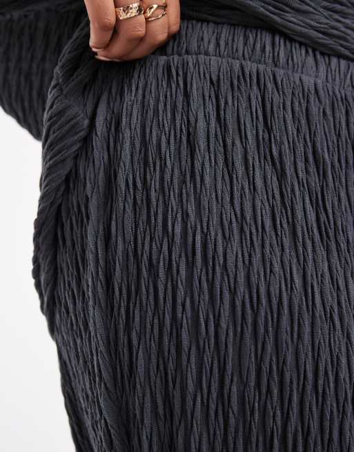 Vero Moda Curve - Asfaltgrå bukser i jersey med tekstur og vide ben - Del af sæt, 5 af 5