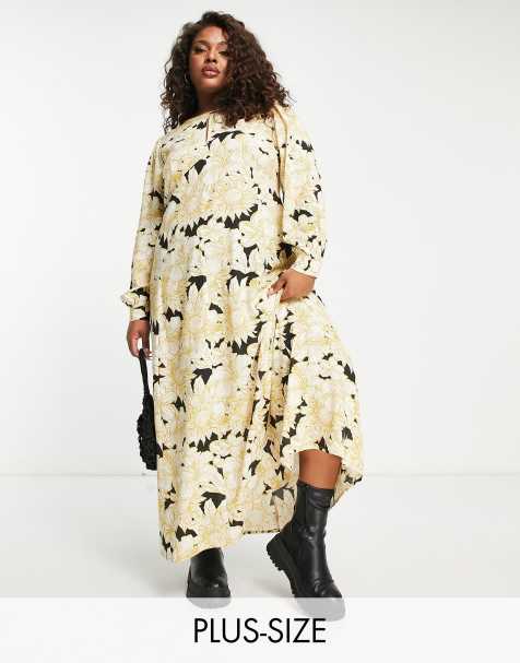 Vero Moda Curve Aware maxi dress in yellow floral print - view 1