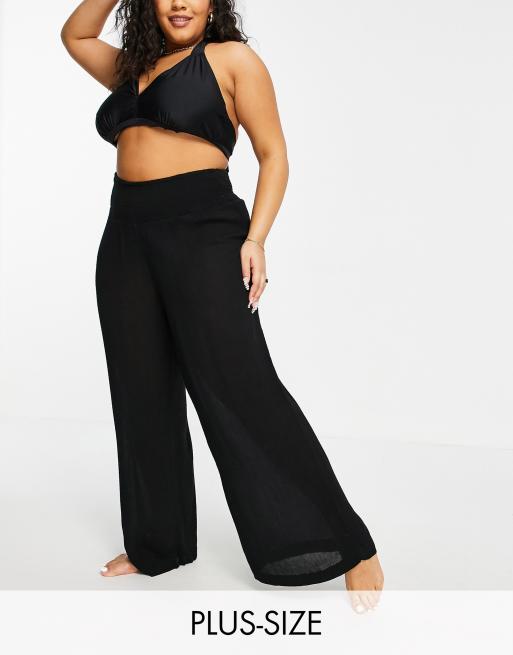 Vero Moda Curve beach trousers in black