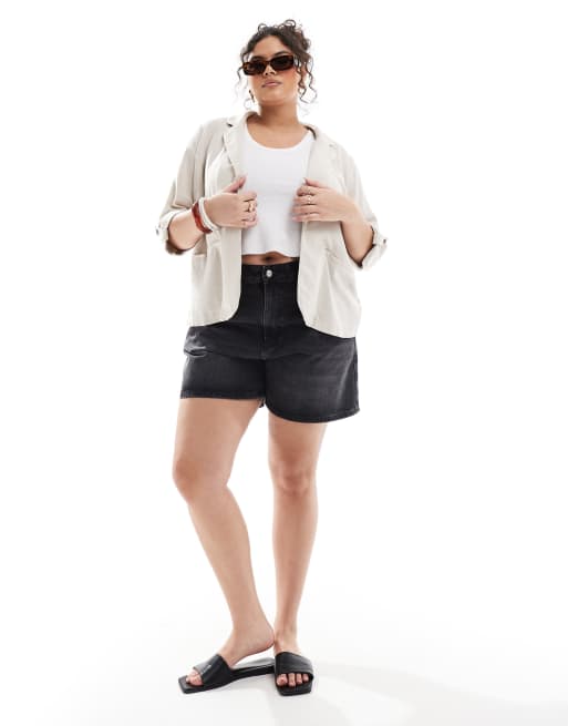 Vero Moda Curve - Beige blazer i hørblanding, 2 af 4