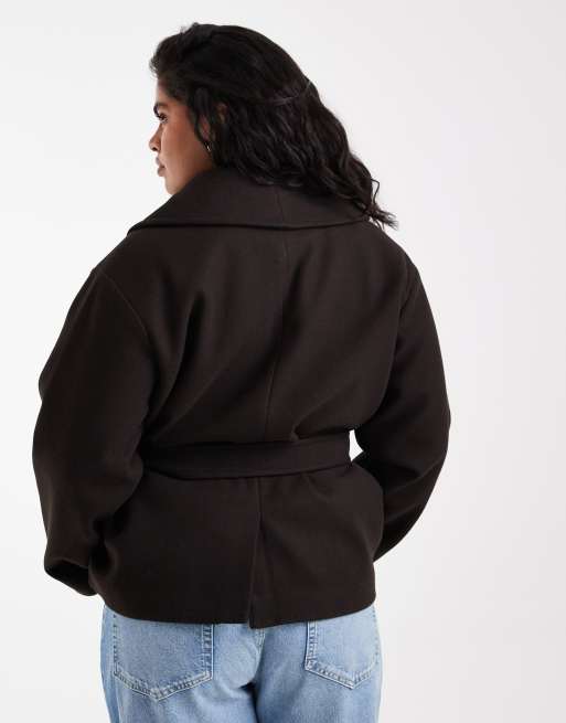 Vero Moda Curve belted short formal jacket in chocolate, 4 of 4