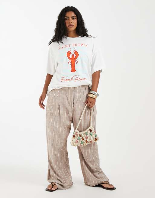 Vero Moda Curve – Biały T-shirt oversize z nadrukiem homara, 3 z 4