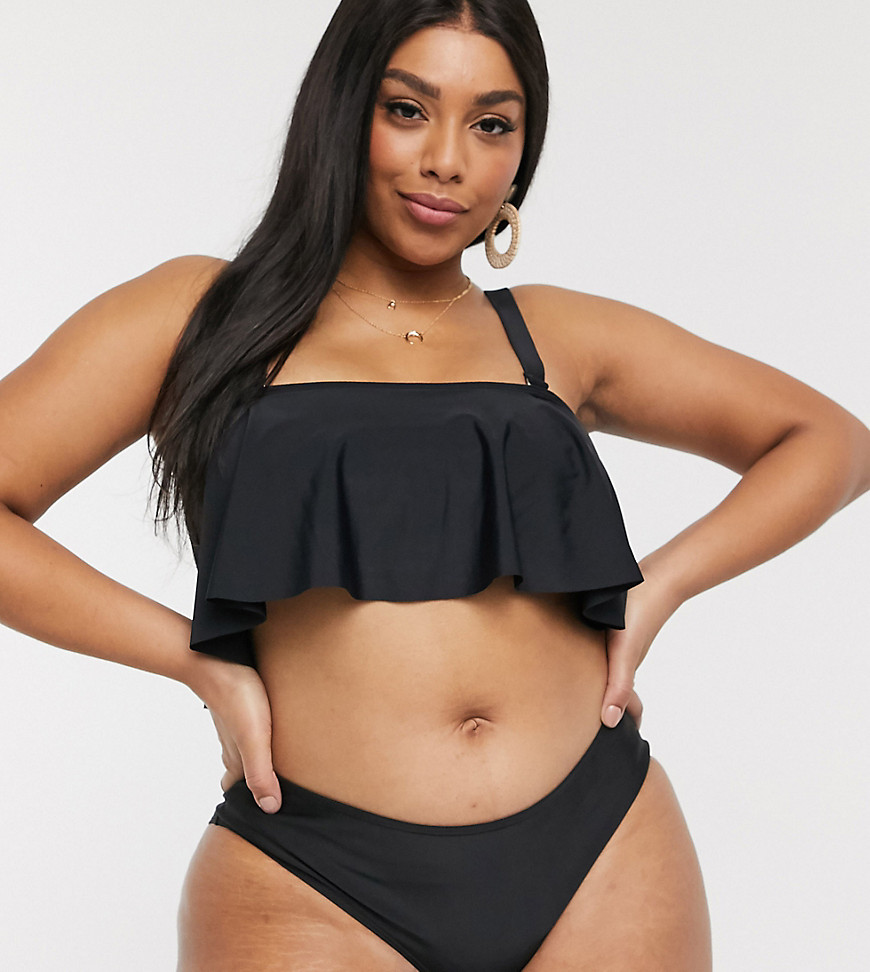 Vero Moda Curve - Bikinibroekje met halfhoge taille in zwart