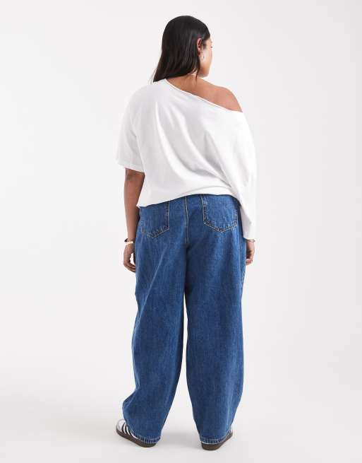 Vero Moda Curve – Billie – Barrel Leg Jeans in mittelblauer Waschung mit hohem Bund, 2 von 5