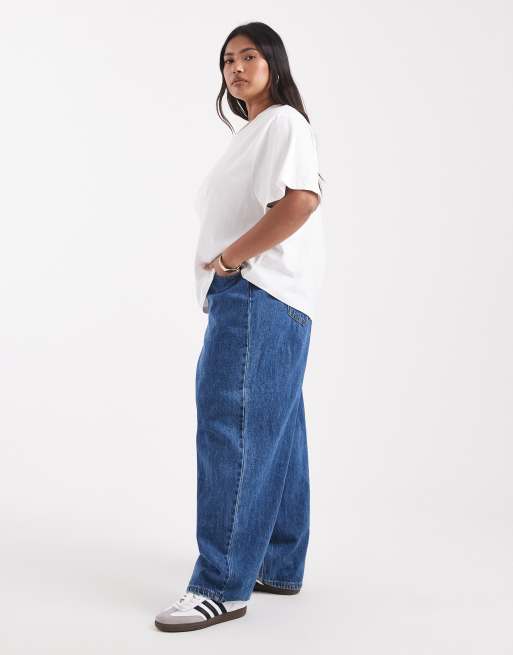 Vero Moda Curve – Billie – Barrel Leg Jeans in mittelblauer Waschung mit hohem Bund, 3 von 5