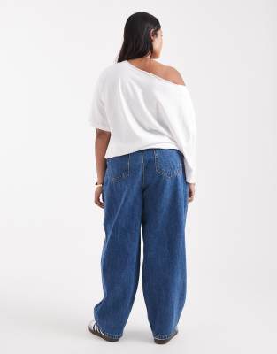 Vero Moda Curve Billie High Rise Barrel Leg Jeans In White
