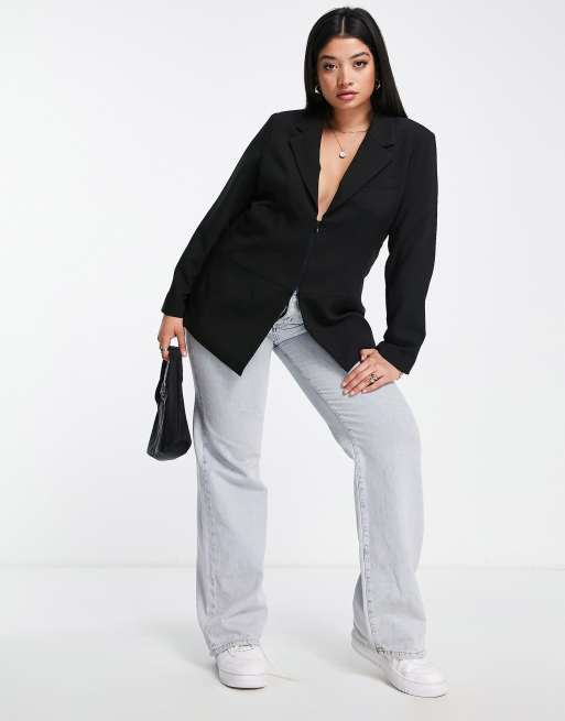Vero Moda Curve - Blazer ajusté à la taille avec fermeture éclair sur le devant - Noir, 2 de 4