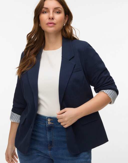 Vero Moda Curve blazer i marineblå, 3 af 6