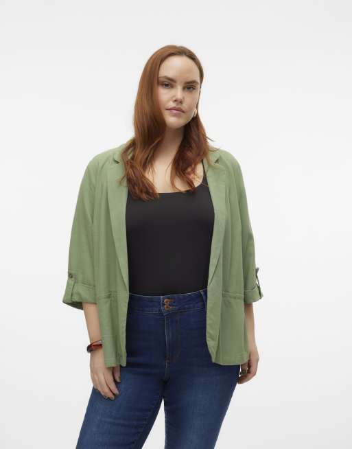 Vero Moda Curve – Blazer in Heckengrün