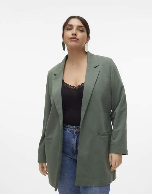 Vero Moda Curve – Blazer in Lorbeerkranz