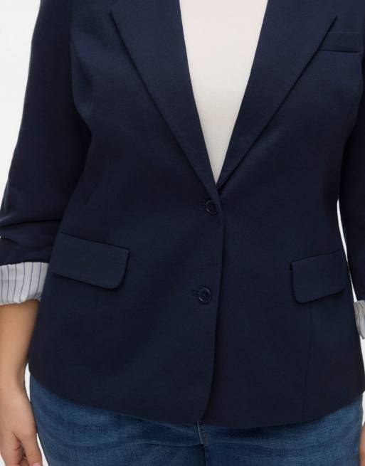 Vero Moda Curve Blazer in navy blazer, 4 of 6