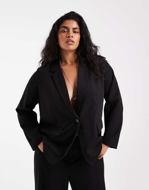 Vero Moda Curve blazer oversize sartoriale coordinato nero