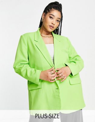 Vero Moda Curve oversized blazer in green - ASOS Price Checker