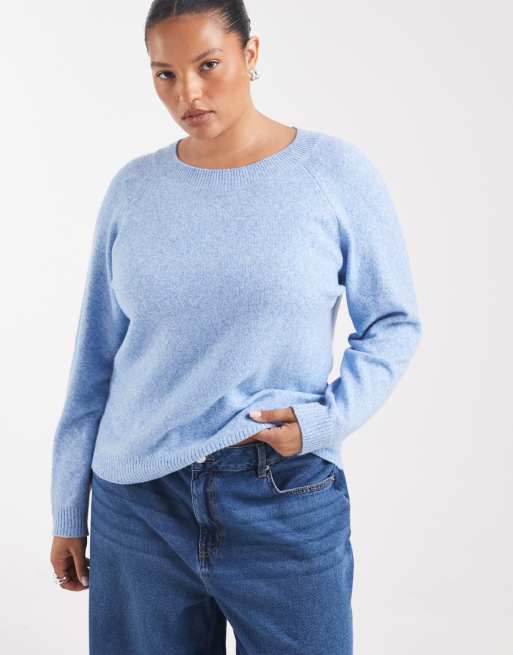 Vero Moda Curve blød striktrøje med rund hals i blue jasper, 2 af 4