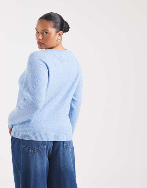 Vero Moda Curve blød striktrøje med rund hals i blue jasper, 4 af 4