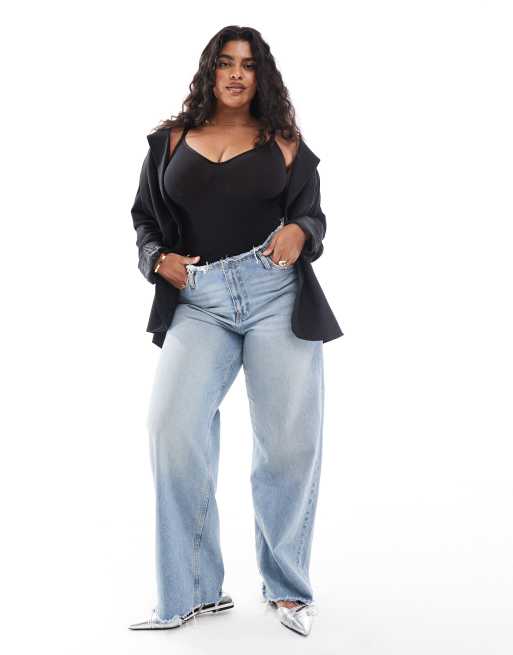 Vero Moda Curve - Body à bretelles sans coutures coupe string - Noir, 4 de 4